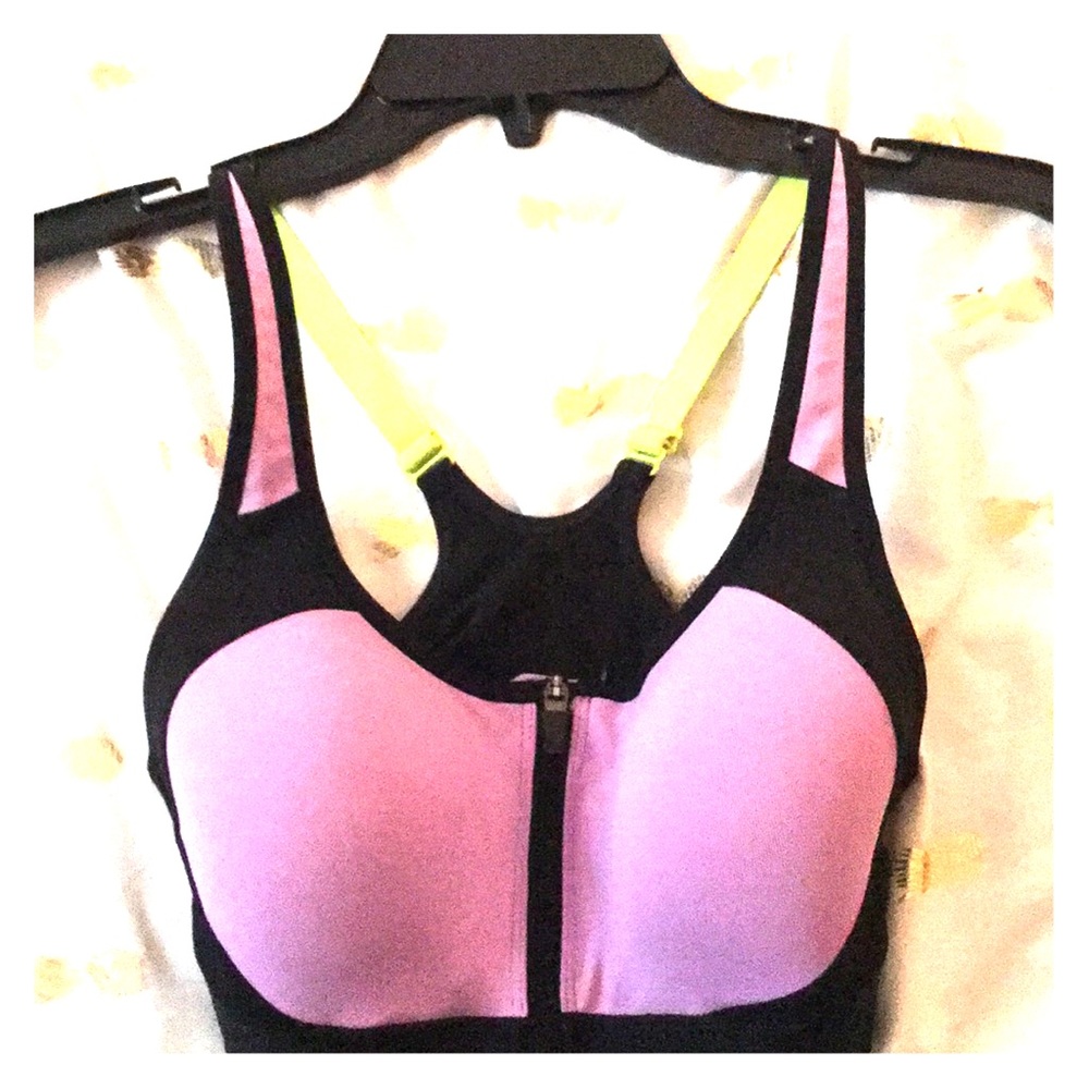 Women’s sports bra purple black , lime green